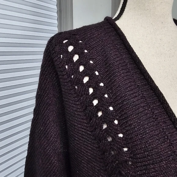 Lane Bryant Deep Purple Open Knit Cocoon Cardigan - Picture 2 of 5